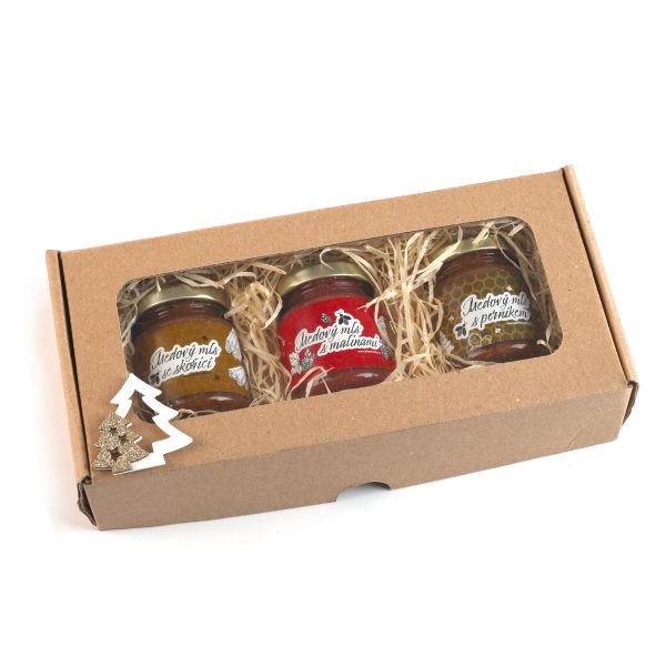 Dárková sada medových mlsů 3x80g (skořice, maliny, perníkové koření)