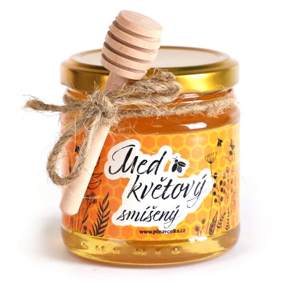 Květový-smíšený med 250g s dřevěnou naběračkou